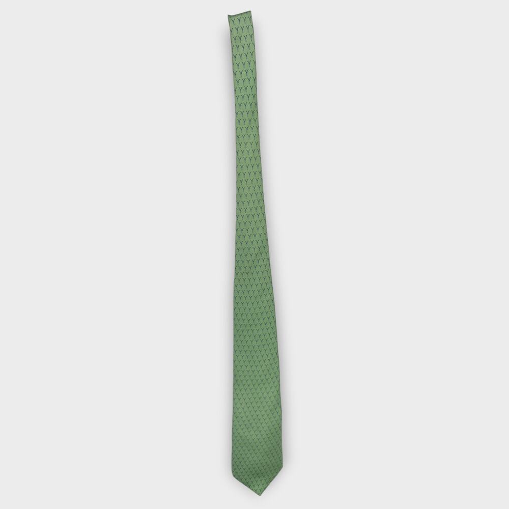 Mens Vineyard Vines Custom Collection Green Tie 100% SILK 62" Length